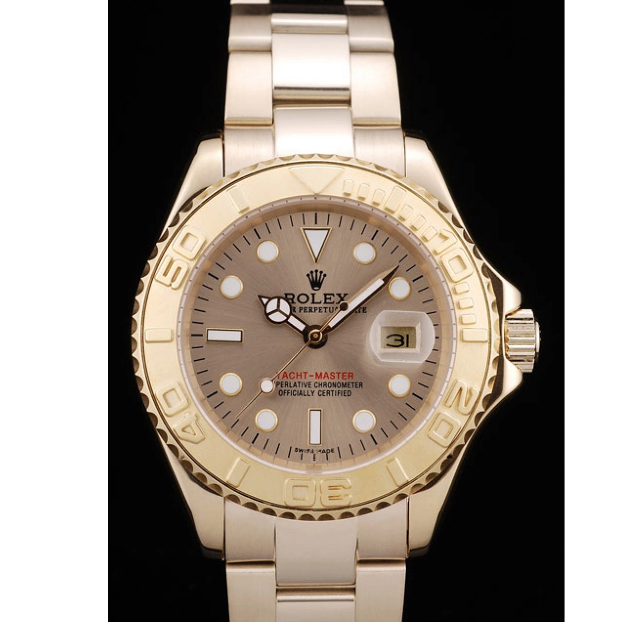 Aaa fake watches Rolex Gold Master Bezel 98232 Yacht Gold Dial 0818